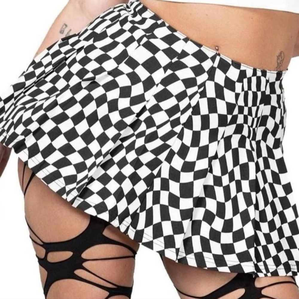 Killstar Black and White Checkered Skirt